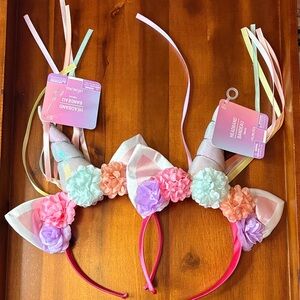 Unicorn Headband with Colorful Flowers set of 2